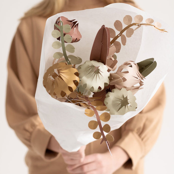 12er-Set, Papierblumen beige